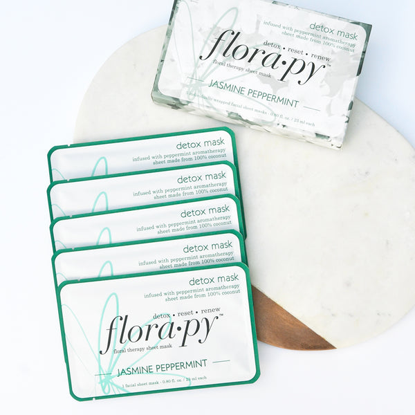 Detox Aromatherapy Sheet Mask, Jasmine Peppermint, 5 Count