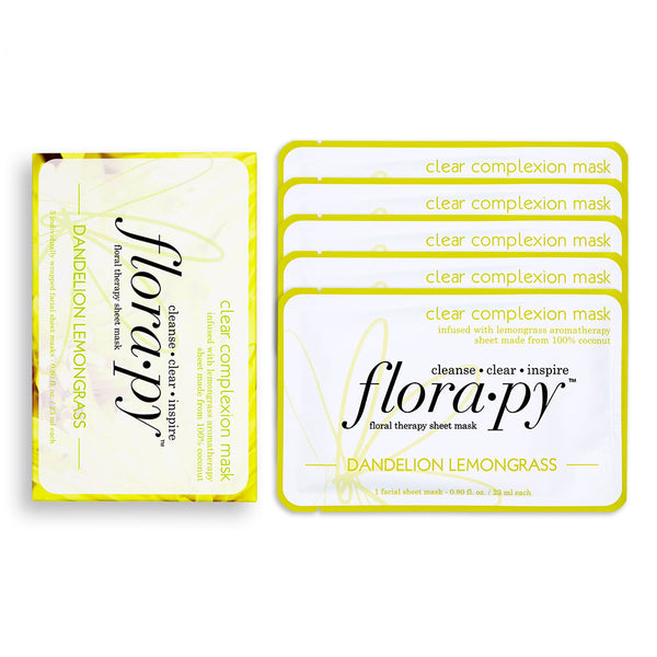 Clear Complexion Aromatherapy Sheet Mask, Dandelion Lemongrass, 5 Count