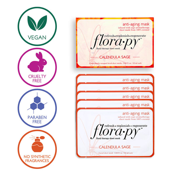 Anti-aging Aromatherapy Sheet Mask, Calendula Sage, 5 Count