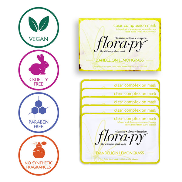 Clear Complexion Aromatherapy Sheet Mask, Dandelion Lemongrass, 5 Count