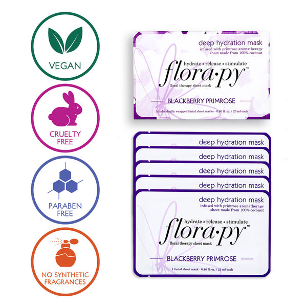 Deep Hydration Aromatherapy Sheet Mask, Blackberry Primrose, 5 Count