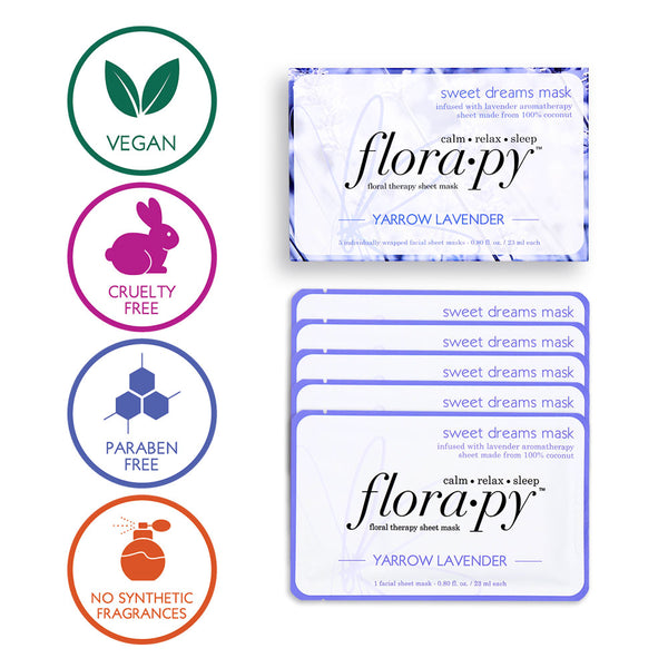 Sweet Dreams Aromatherapy Sheet Mask, Yarrow Lavender, 5 Count