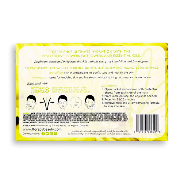 Clear Complexion Aromatherapy Sheet Mask, Dandelion Lemongrass, 5 Count